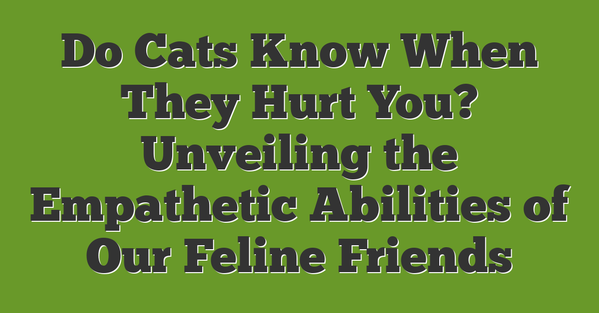 Do Cats Know When They Hurt You? Unveiling the Empathetic Abilities of Our Feline Friends