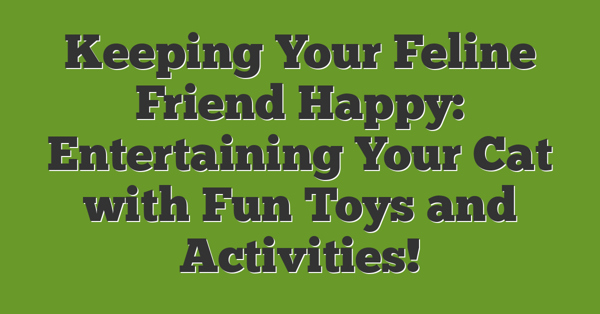 Keeping Your Feline Friend Happy: Entertaining Your Cat with Fun Toys and Activities!