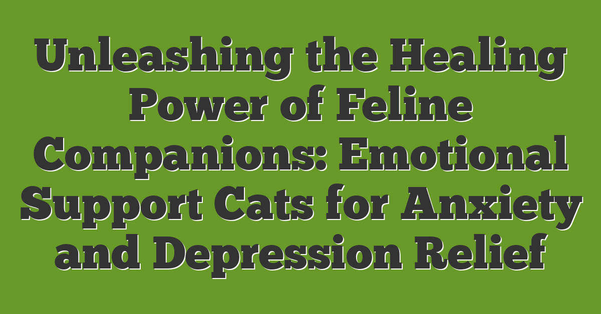 Unleashing the Healing Power of Feline Companions: Emotional Support Cats for Anxiety and Depression Relief