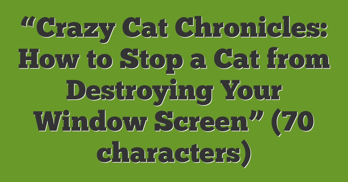 “Crazy Cat Chronicles: How to Stop a Cat from Destroying Your Window Screen” (70 characters)