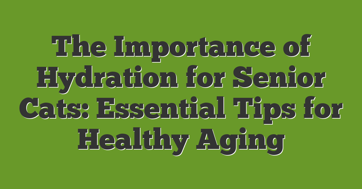 The Importance of Hydration for Senior Cats: Essential Tips for Healthy Aging
