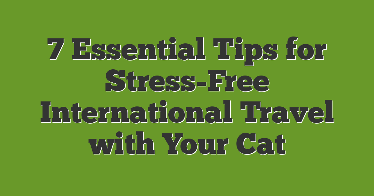 7 Essential Tips for Stress-Free International Travel with Your Cat